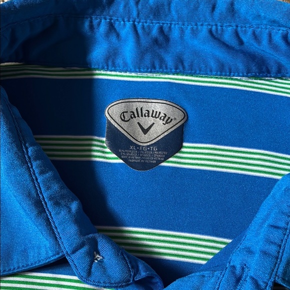 Callaway Blue and Green Polo Shirt with Classic Stripes - Picture 2 of 11